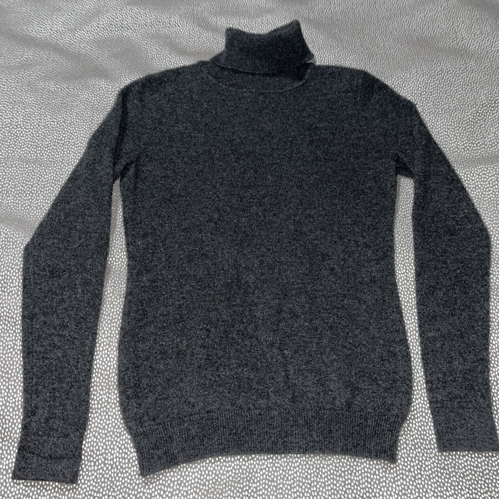 Chelsea & Theodore 100% Cashmere Turtleneck Sweater Womens Medium Gray